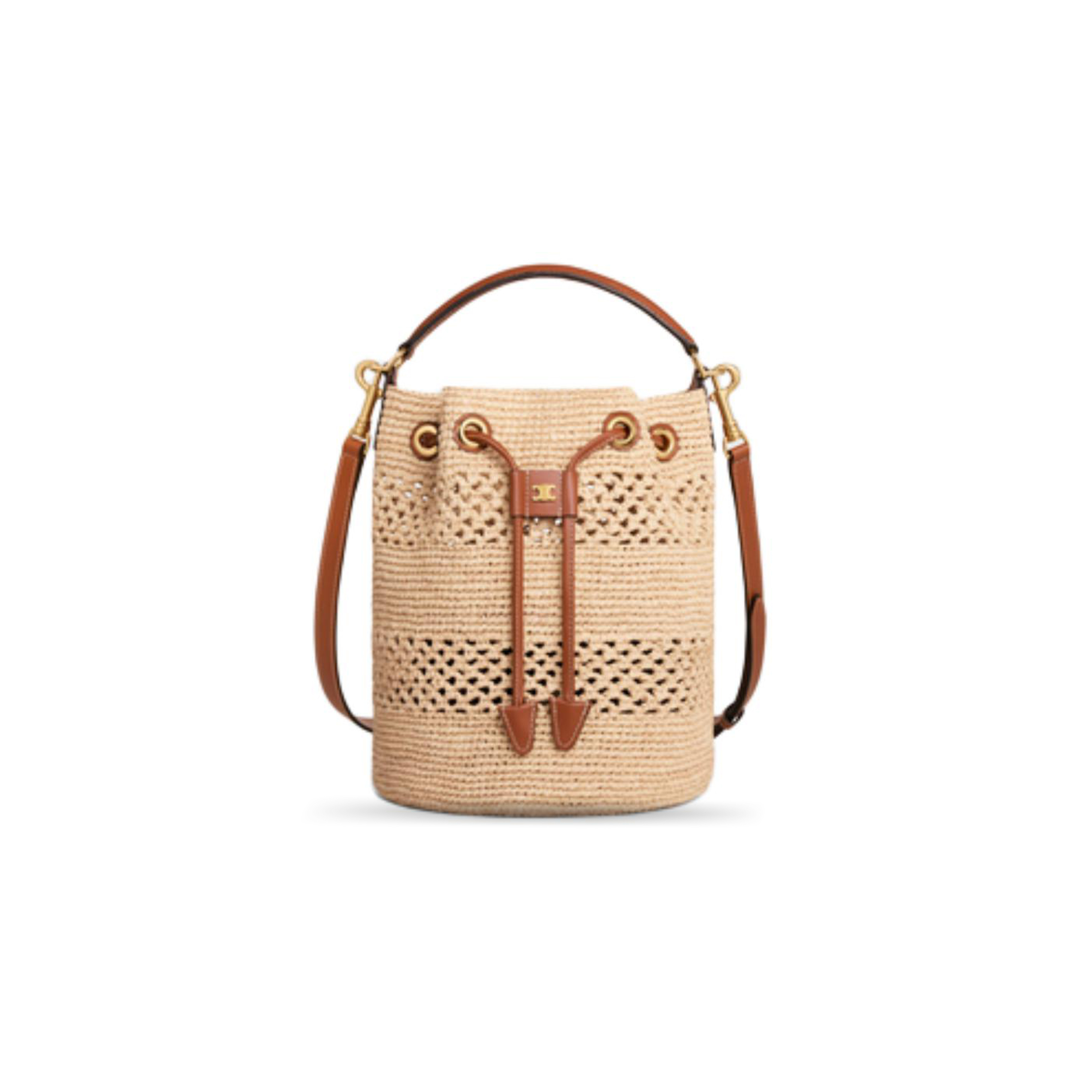 Ce**e bucket bag in clara plant materials and cowhide 117862fx8.04lu (25*23*20cm)